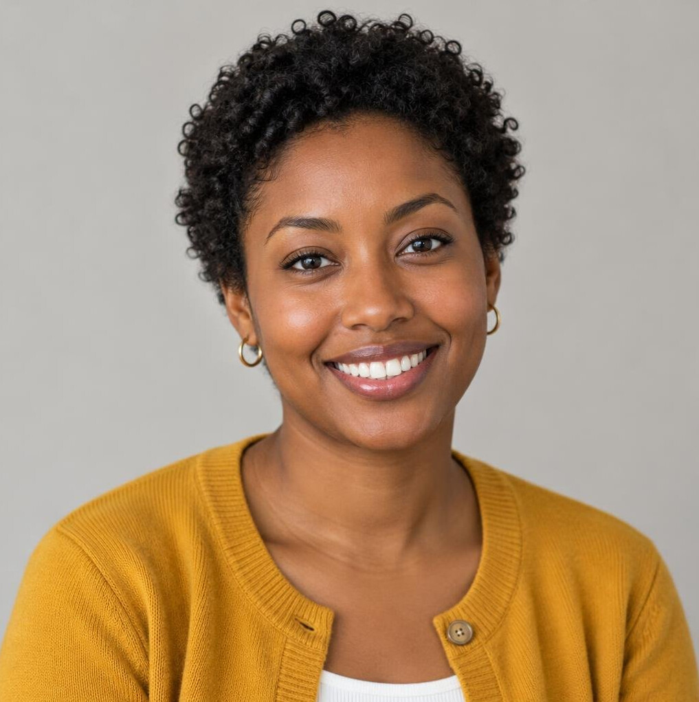 Portrait of a smiling young woman with dark hair